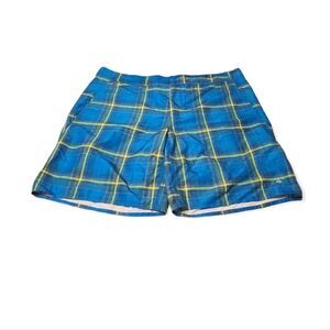 Columbia Omnishade Blue Green Plaid Board Shorts Swim Trunks Size 42